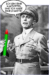 Goebbels diciendo: "Ich bin eine kartoffel und ich habe eine rakete!"