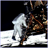 Aldrin a punto de poner el pie en la Luna