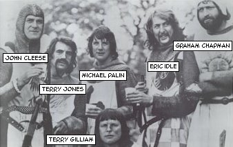 Los Monty Python, durante el rodaje de 'Monty Python and the Holy Grail'